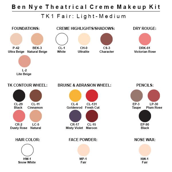 Ben Nye Theatrical Creme Makeup Kit Tk